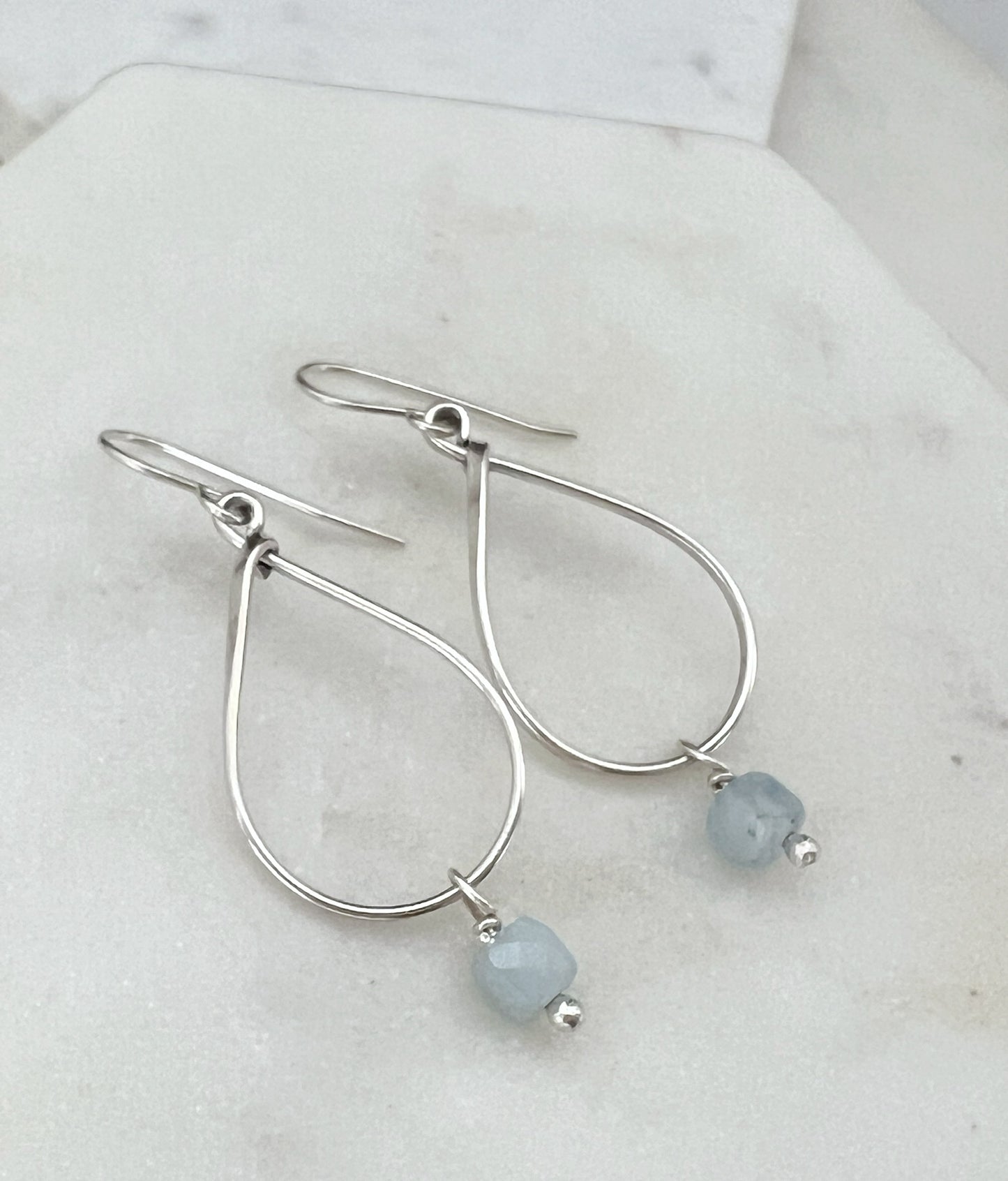 Sterling silver and aquamarine teardrop earrings