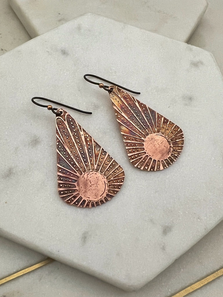 Acid  etched copper earring