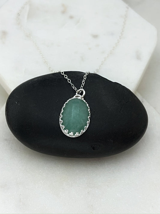 Aventurine and sterling silver necklace