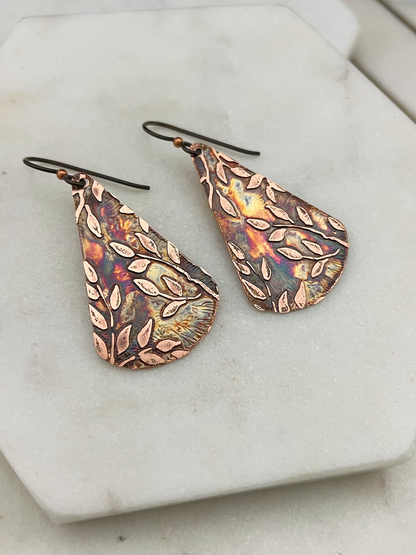 Acid Etched Teardrop Earrings