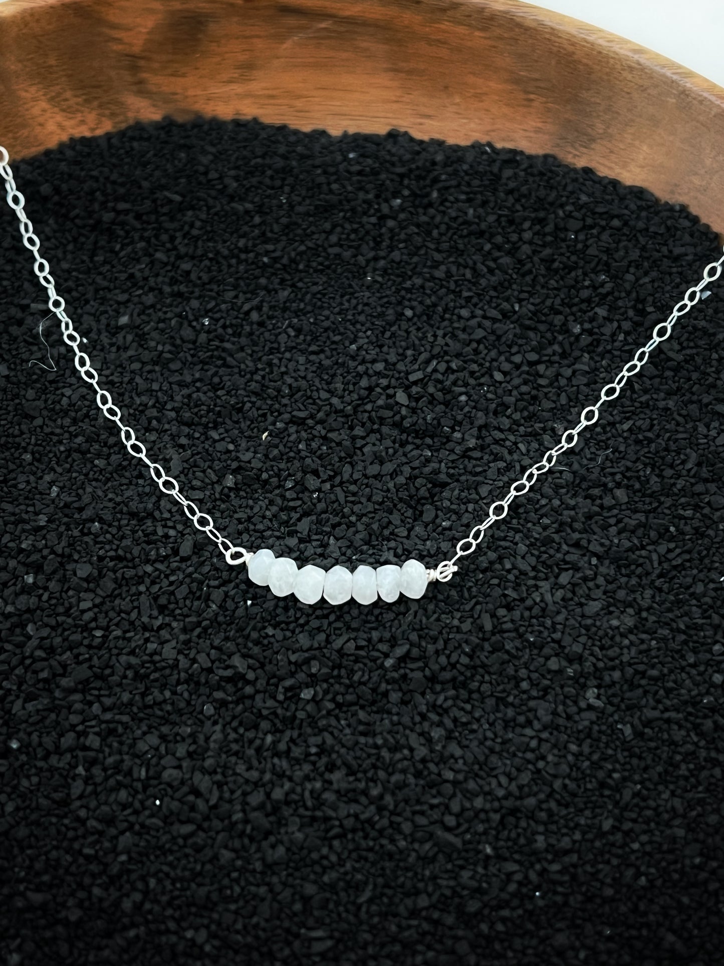 Moonstone and sterling silver simple necklace