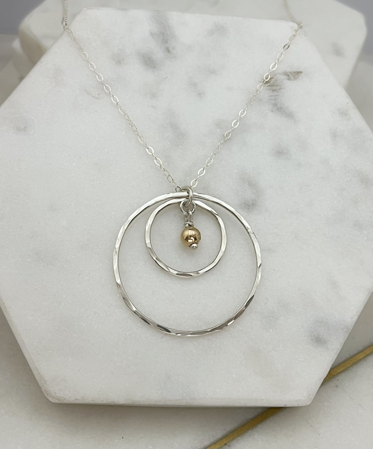 Mixed metals hoop necklace