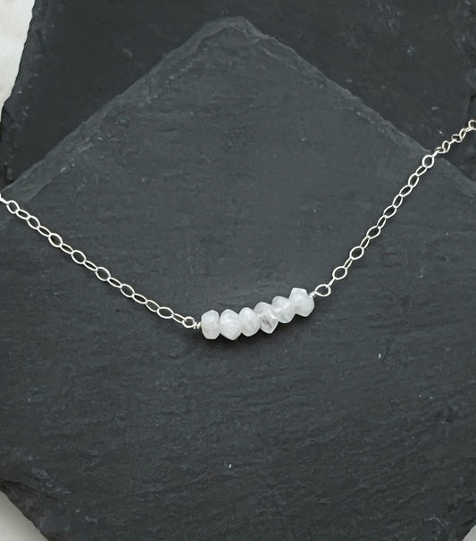 Rainbow moonstone and sterling silver simple necklace