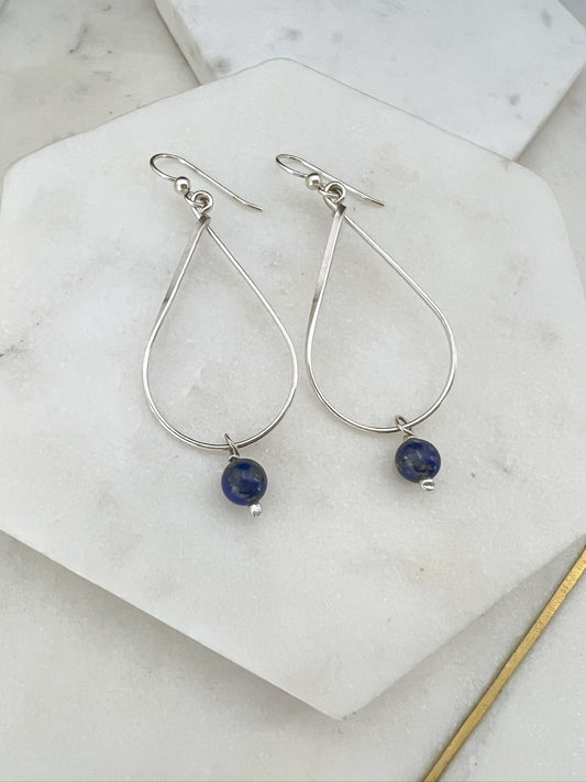 Sterling silver and lapis teardrop earrings