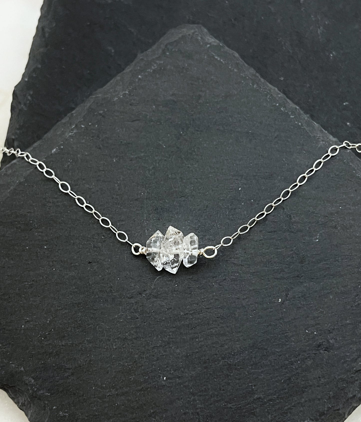 Herkimer Diamond and sterling silver simple necklace