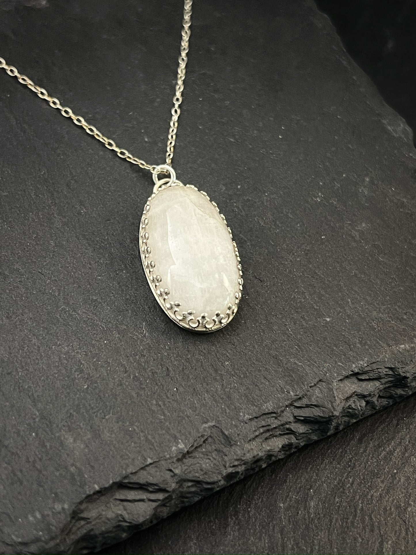 Moonstone and sterling silver necklace