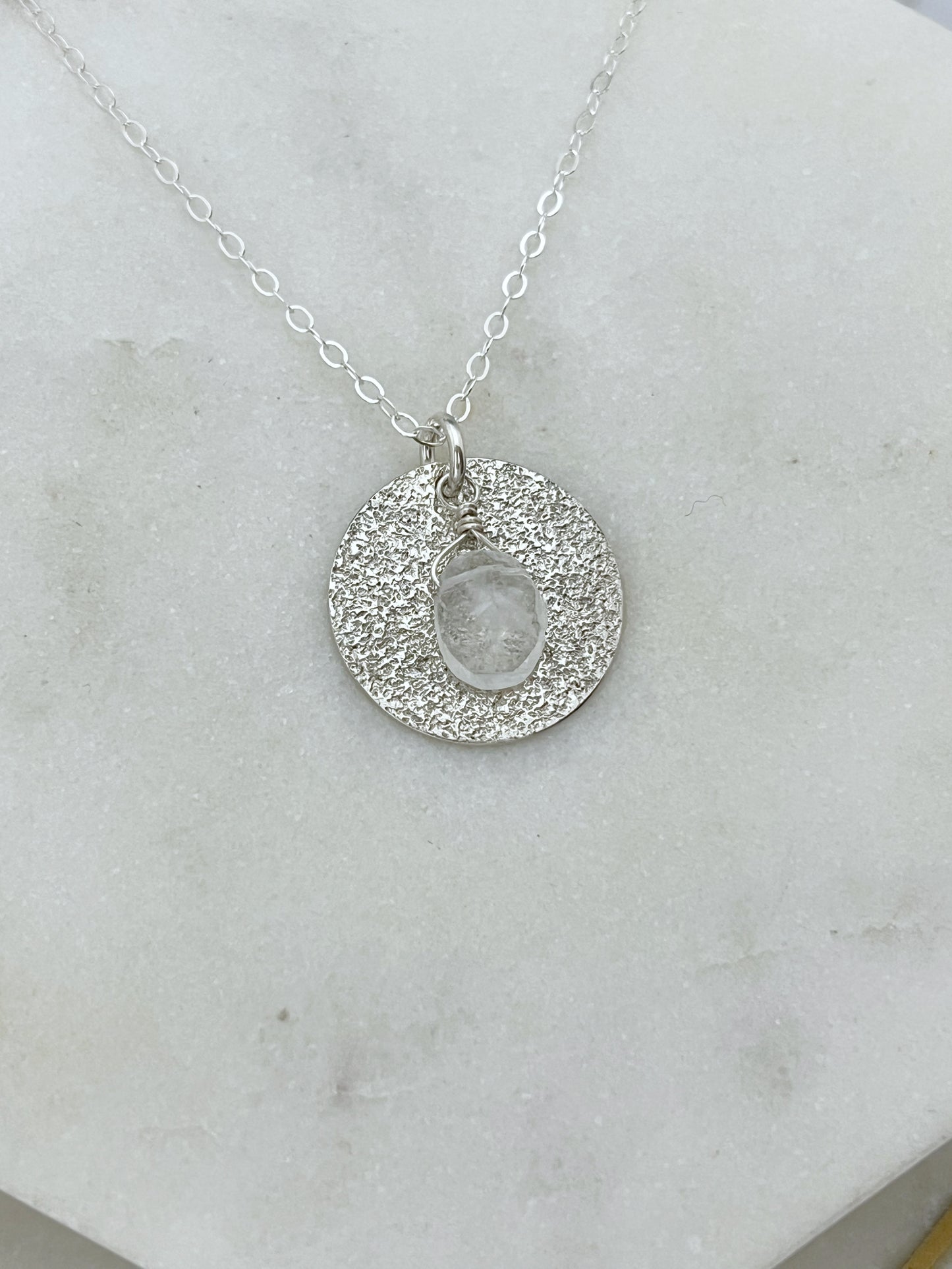 Sterling silver circle necklace with moonstone