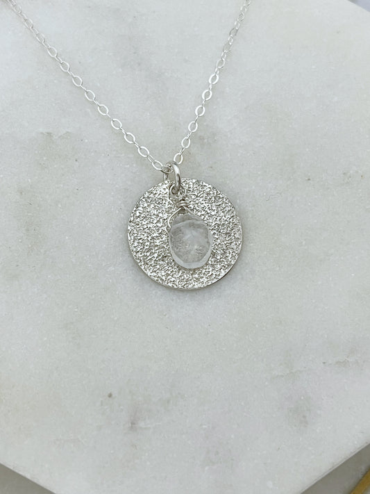 Sterling silver circle necklace with moonstone