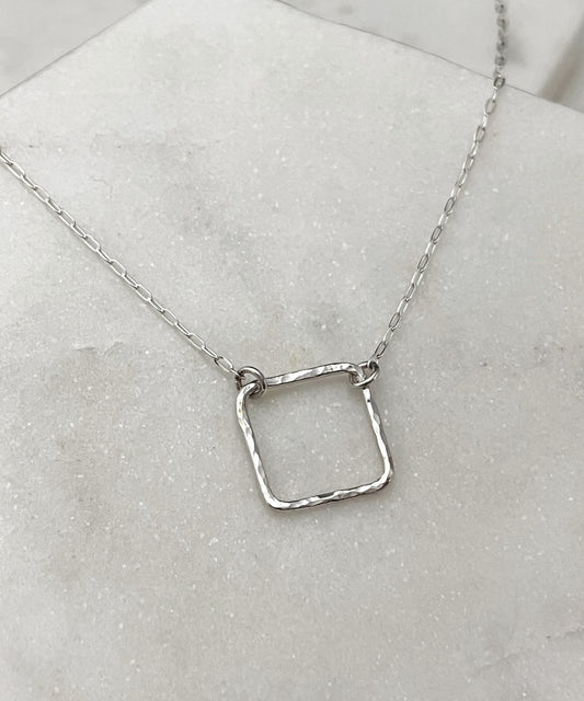 Sterling silver square  necklace