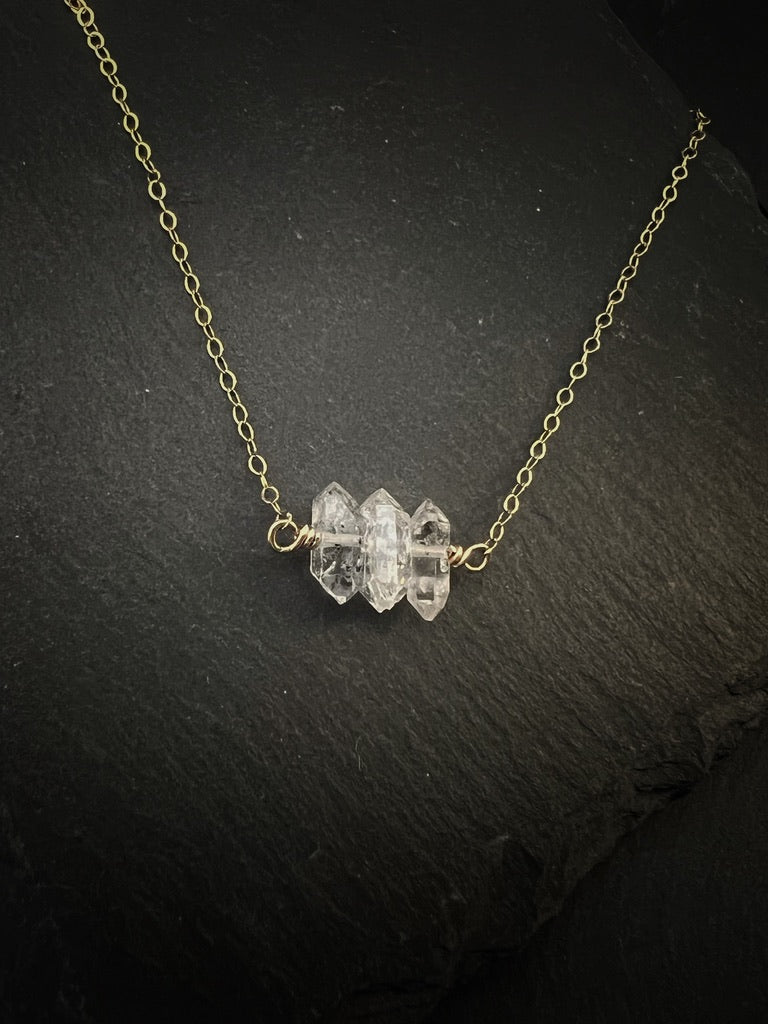 14K Gold and Herkimer Diamond necklace