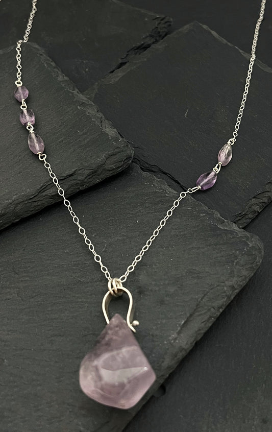 Forged sterling necklace with amethyst