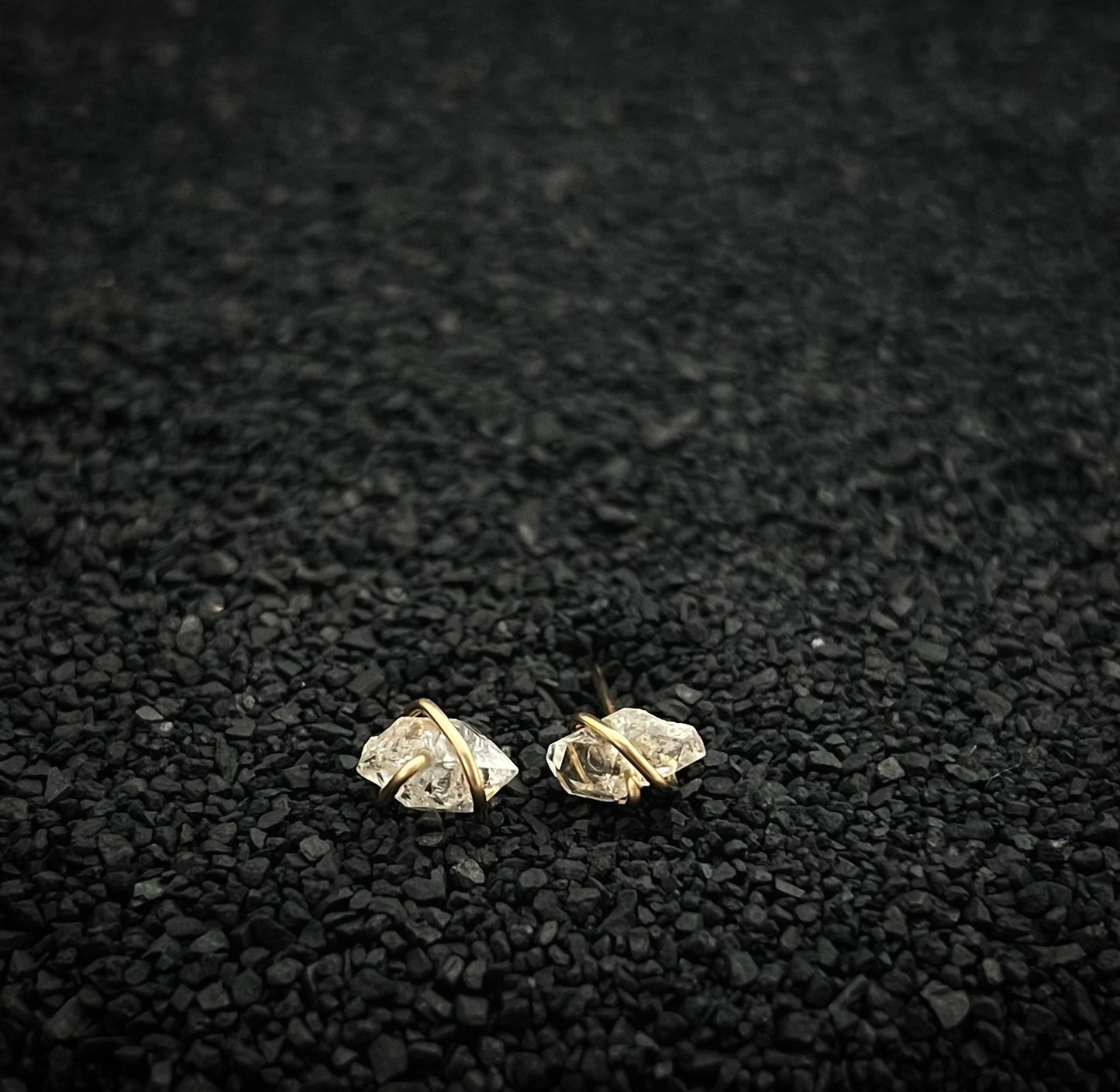 Gold-fill wrapped Herkimer diamond studs