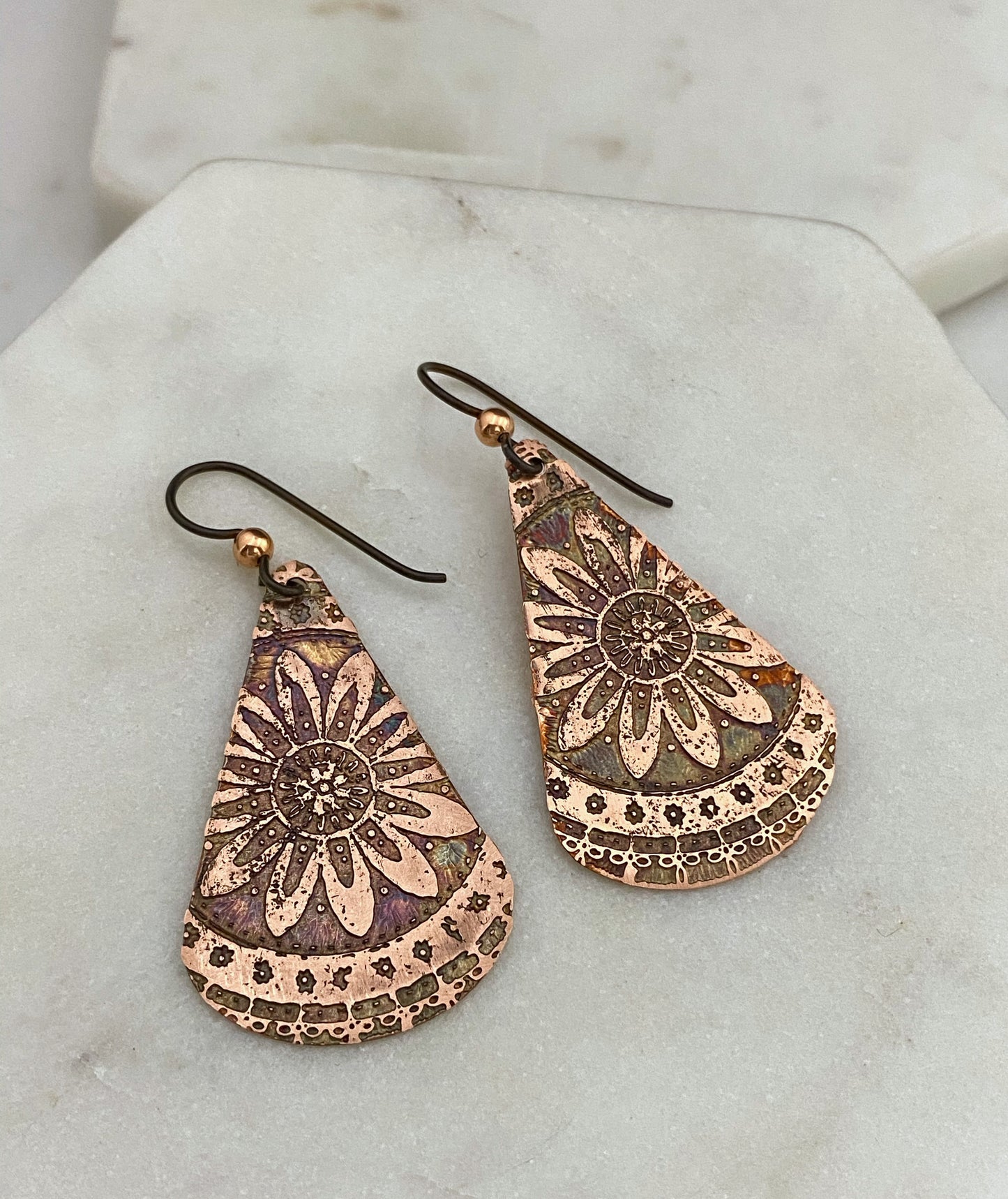 Acid Etched Teardrop Earrings